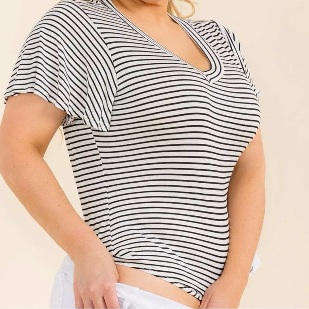 ⭐️Striped V-Neck Women's Bodysuit